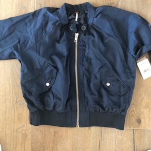 Free People Navy Bomber Jacket